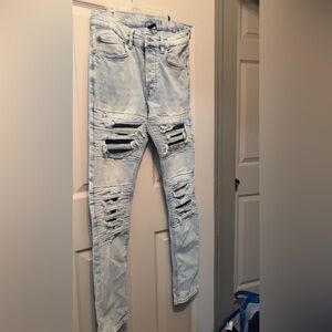 H&M Men's Distressed Light Blue Skinny Jeans